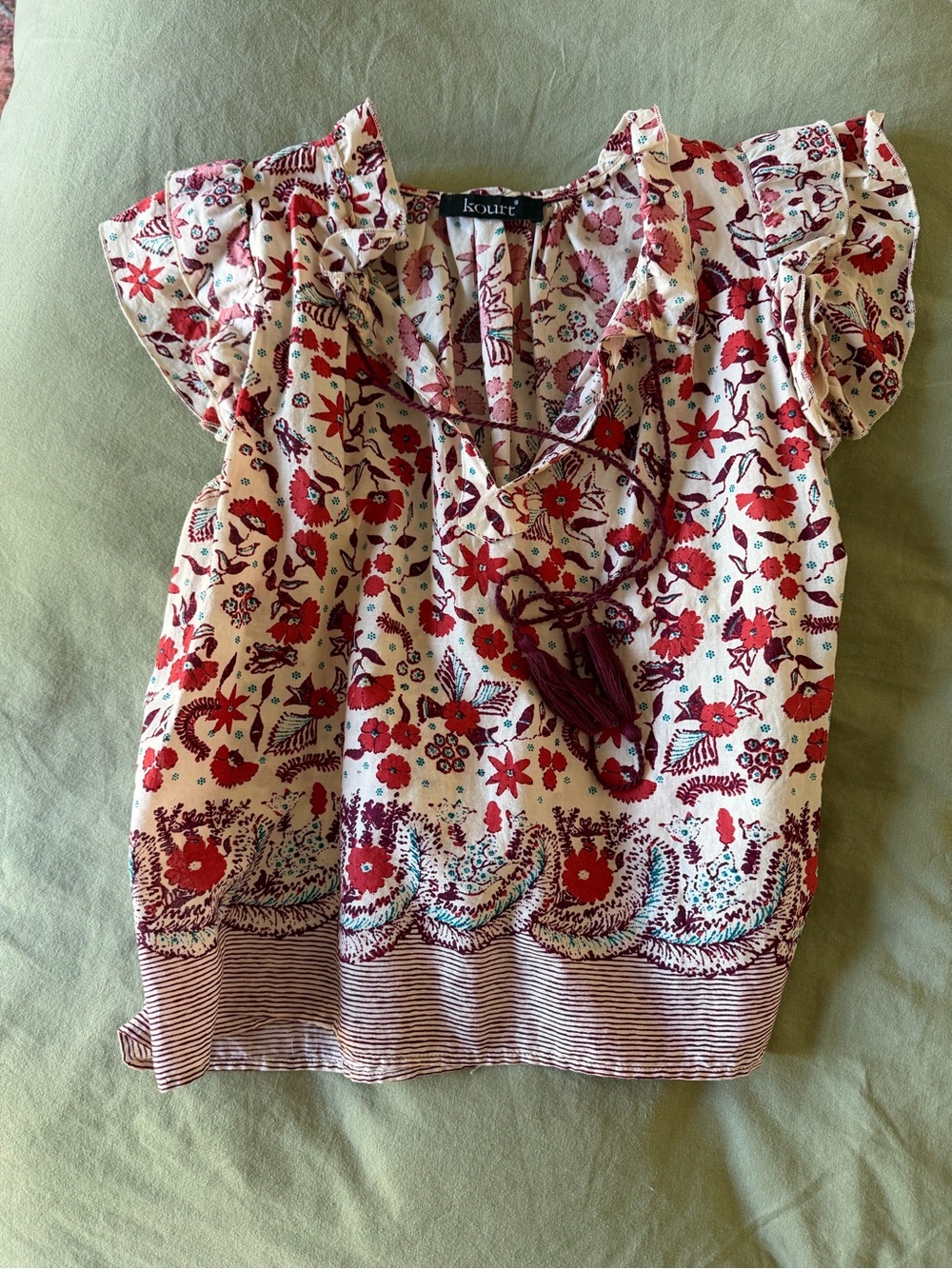 Kourt Blouse with Floral Print and Tassel Ties